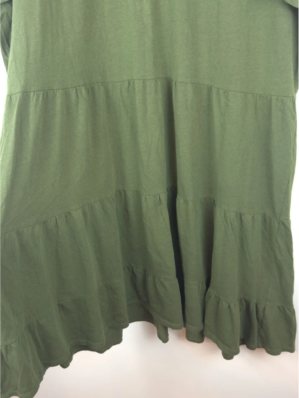J.Crew Women's Olive Green Ruffle Sleeve Tiered Cotton Dress XL